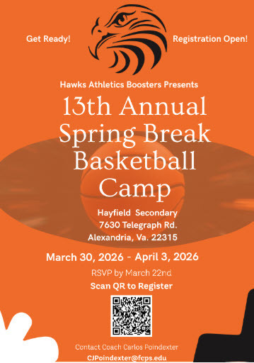 Hayfield Spring Break Basketball Camp Flyer
