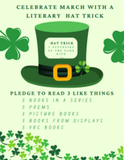 second annual Literary Hat Trick reading challenge flyer
