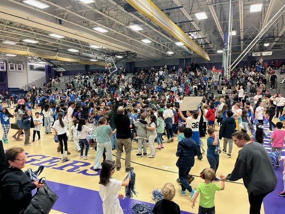 Basketball crowd after Oak Hill won the game