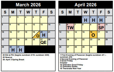 March and April Calendars