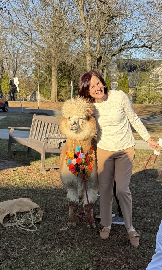 woman with alpaca
