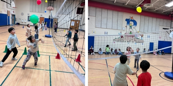 Students playing volleyball