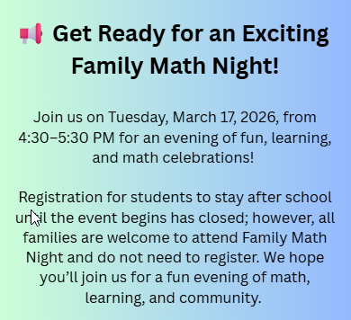 Math night pullout info
