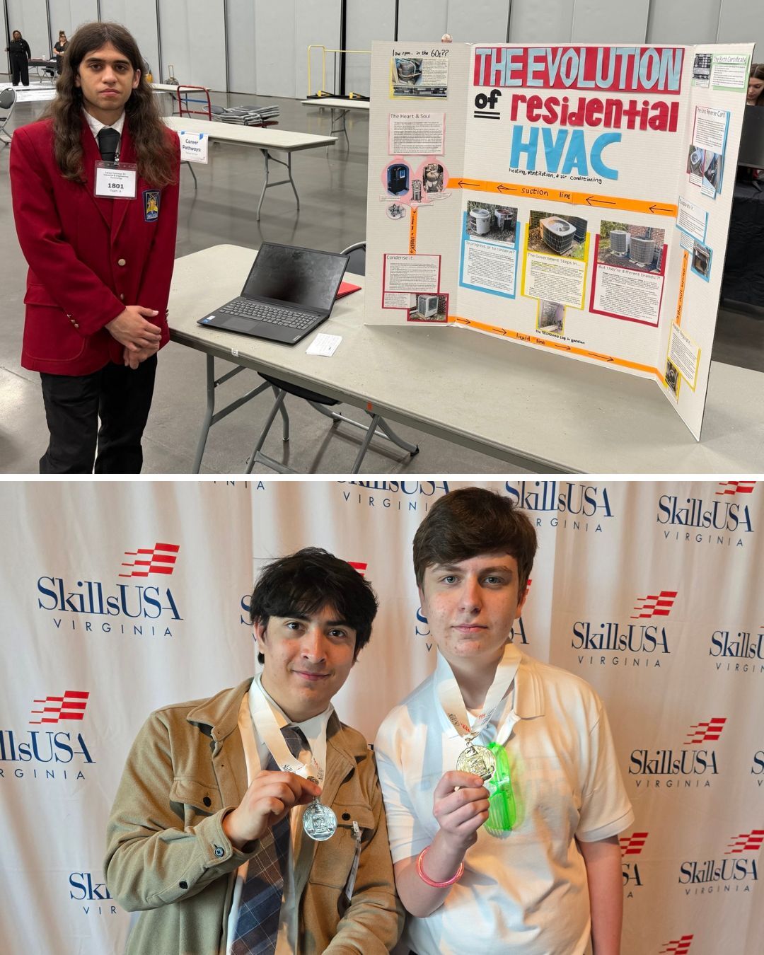 photo of students with display and medals