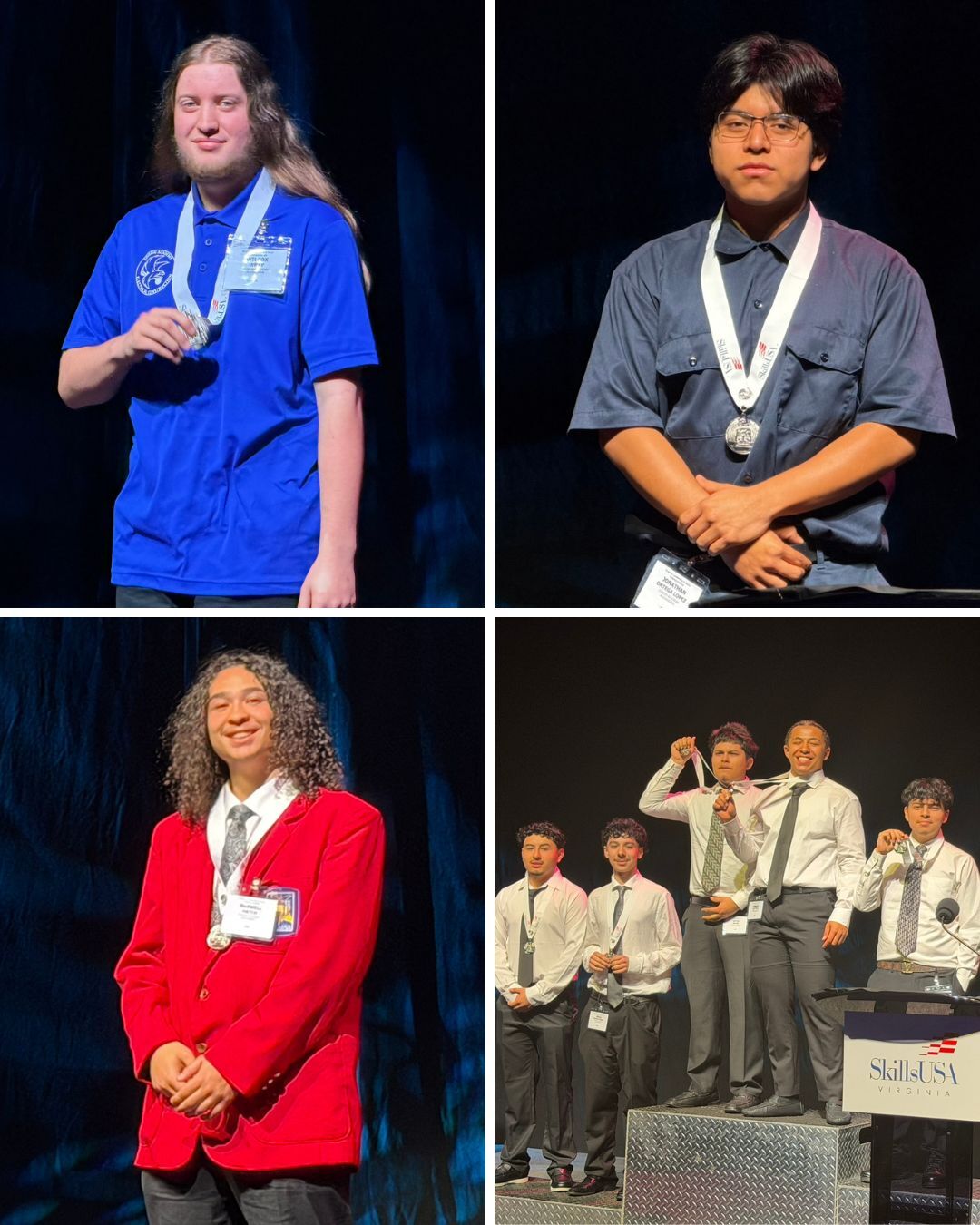 collage of students on stage with awards