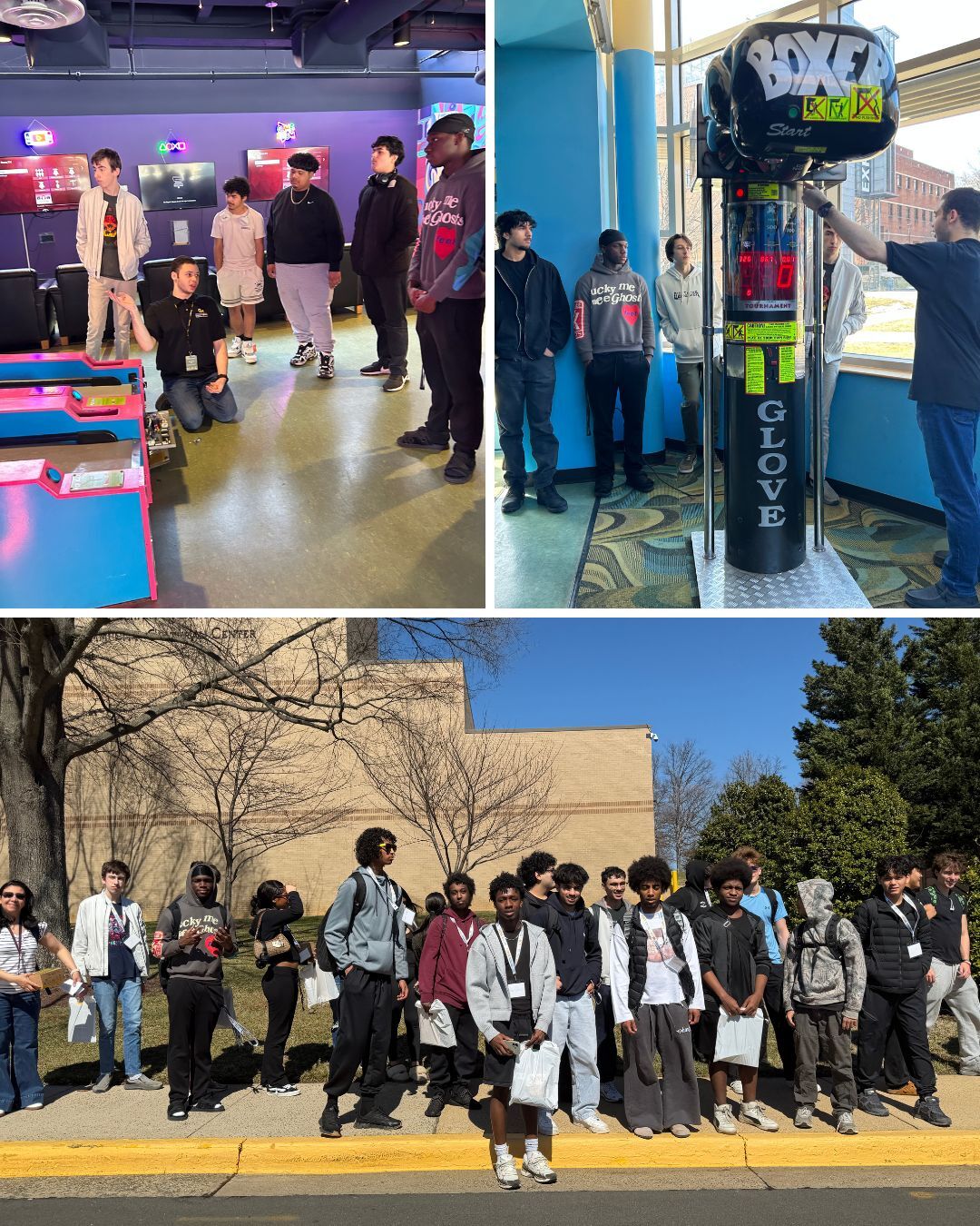 collage of students on a field trip
