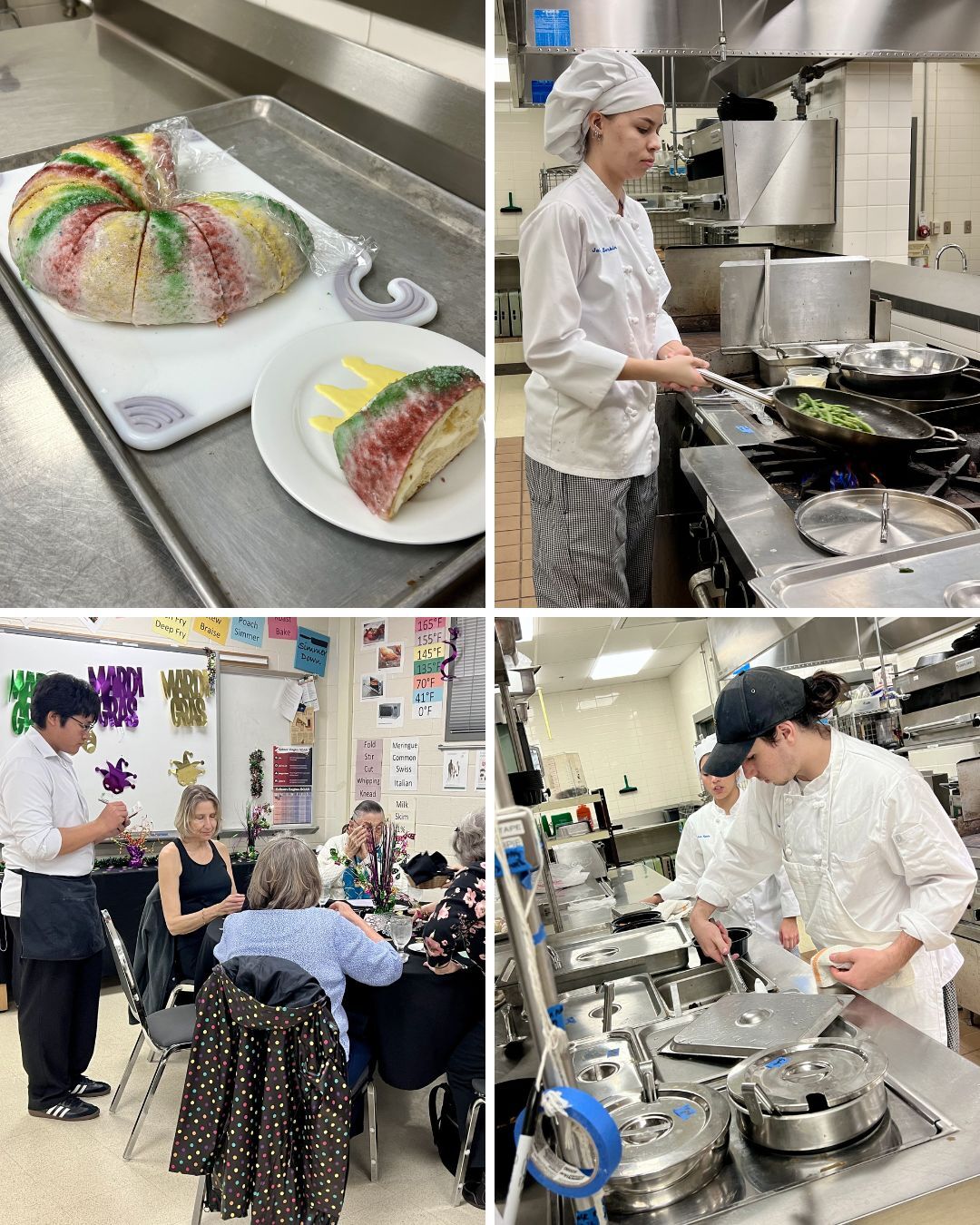 collage of students cooking and serving in culinary arts