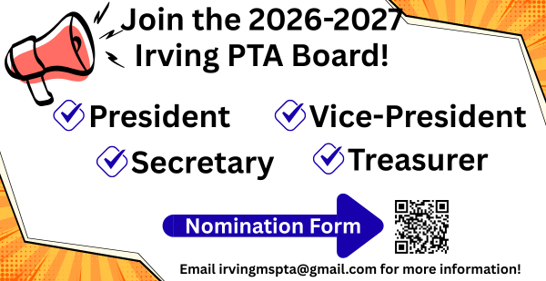 Irving PTA Board nomination form QR code