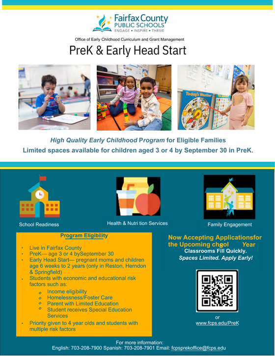 PreK and Headstart Flyer in English