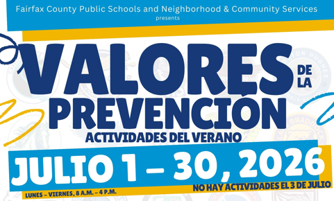 FCPS y Servicios Vecinales y Comunitarios presentan el Campamento Valores en la Prevención, del 1-30 de julio, de lunes a viernes, 8-4
