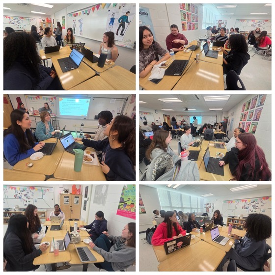 Students enjoying desserts while discussing their data findings