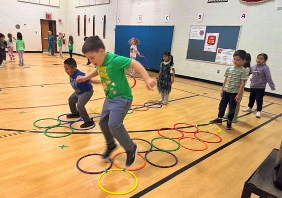 Students in p.e. class