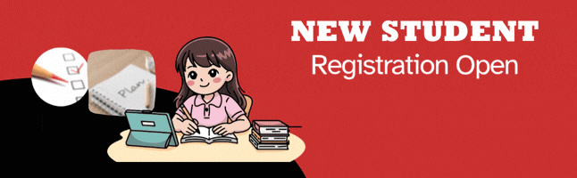 rotating images and backgrounds of newlsetter topics including "NEW STUDENT REGISTRATION, SCHOOL YEAR INTENTIONS,  FAMILY SURVEY" in white letters
