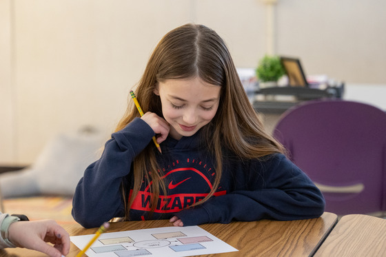 Student Working at her Table
