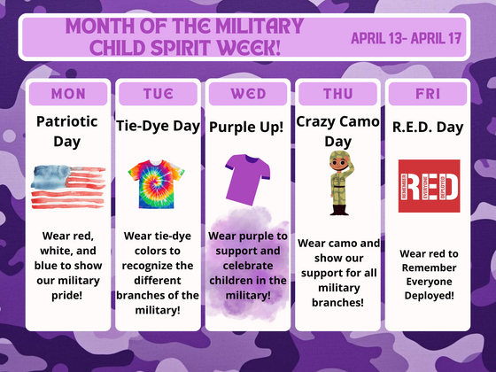 Month of the Military Child Spirit Week Flyer