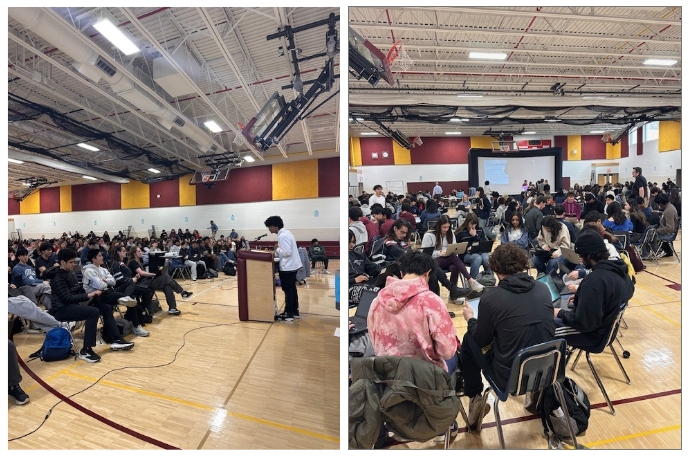 images of students participating in model congress last week