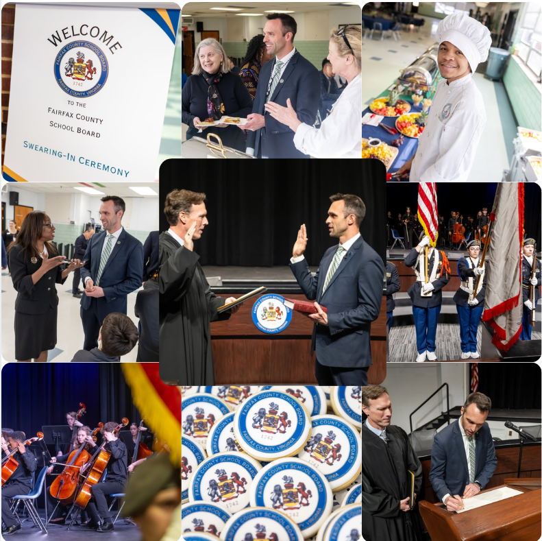 Braddock District School Board member Tom Dannan swearing in collage