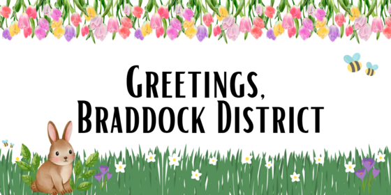Greetings Braddock header image with spring imagery