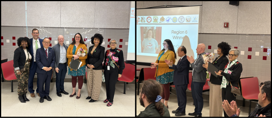 FCPS teacher Erin Crowley presented with the Region 6 Outstanding Leader award