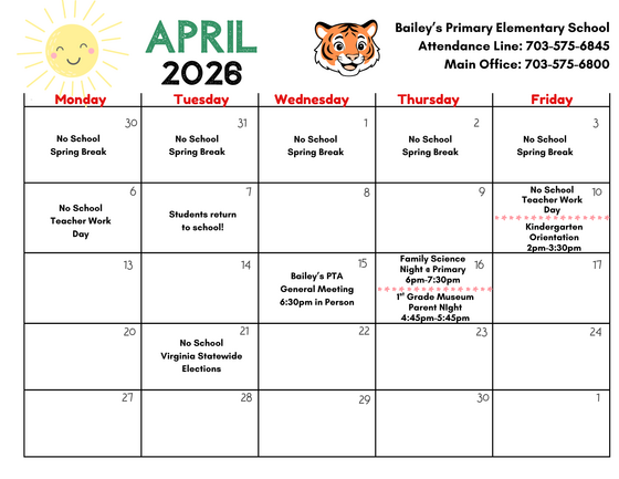 Updated April Calendar