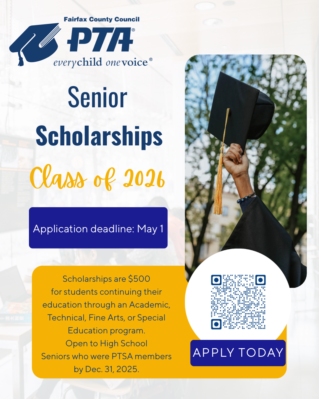 Senior scholarship opportunity from FCCPTA