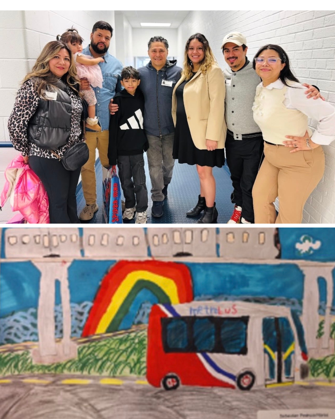 Student winning award for art contest