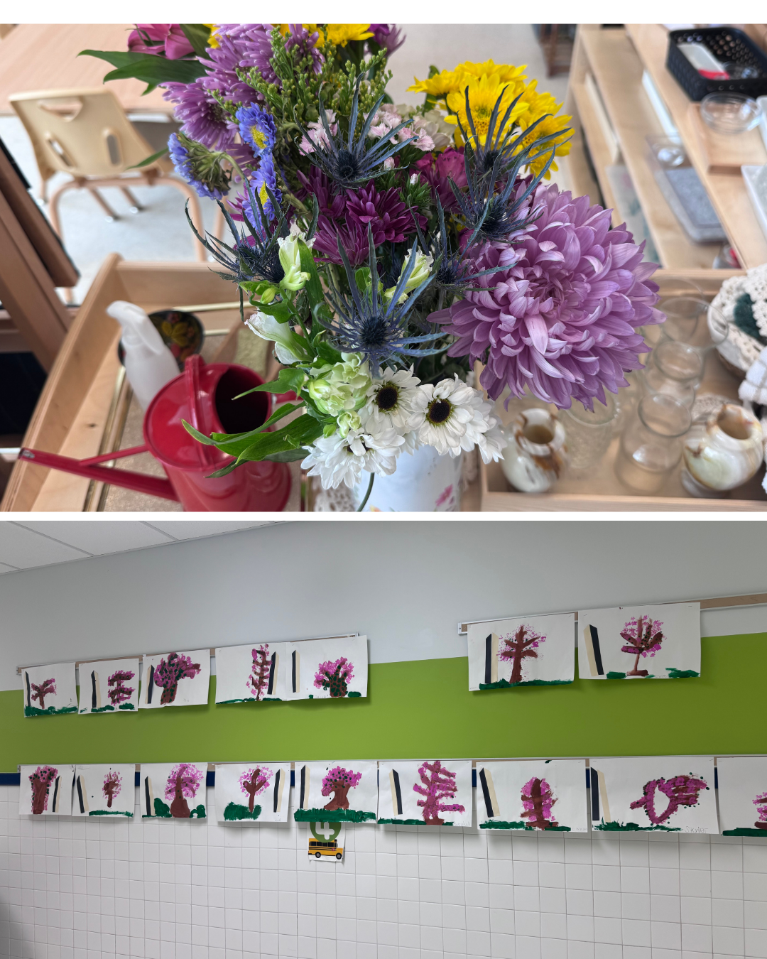 Pictures of flowers and Montessori spring artwork