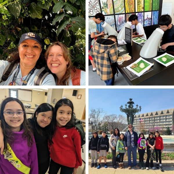 Students and teachers at the botnical gardens