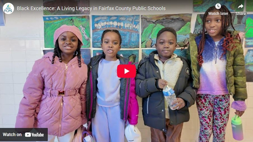 Kids standing in front of a wall of art 