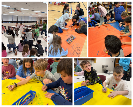 House meeting, creating signs to motivate students during testing season