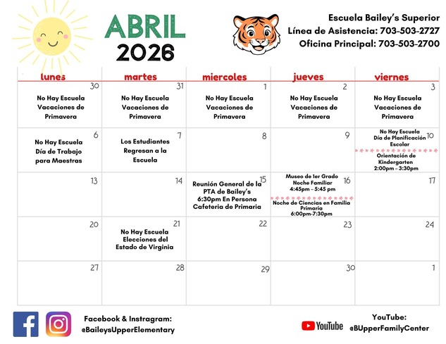 Updated Primary April Calendar
