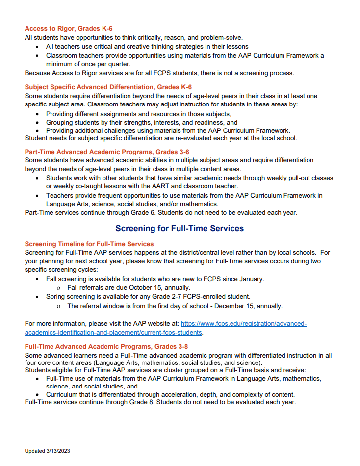 Advanced Academics Programs (AAP) screening Page 2