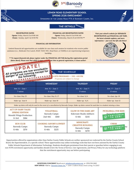 Baroody Spring Courses