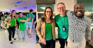 Melanie Meren at the Davis Career Center celebrating St. Patrick's Night Dance
