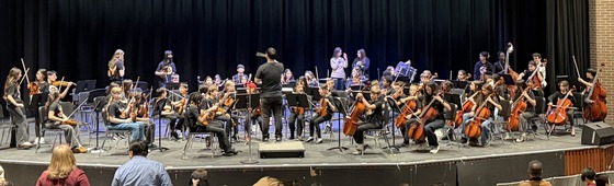 Students performing the Orchestra portion of the Hayfield  Pyramid Area Concert