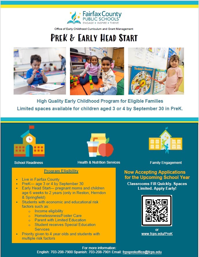 FCPS PreK program registration flyer
