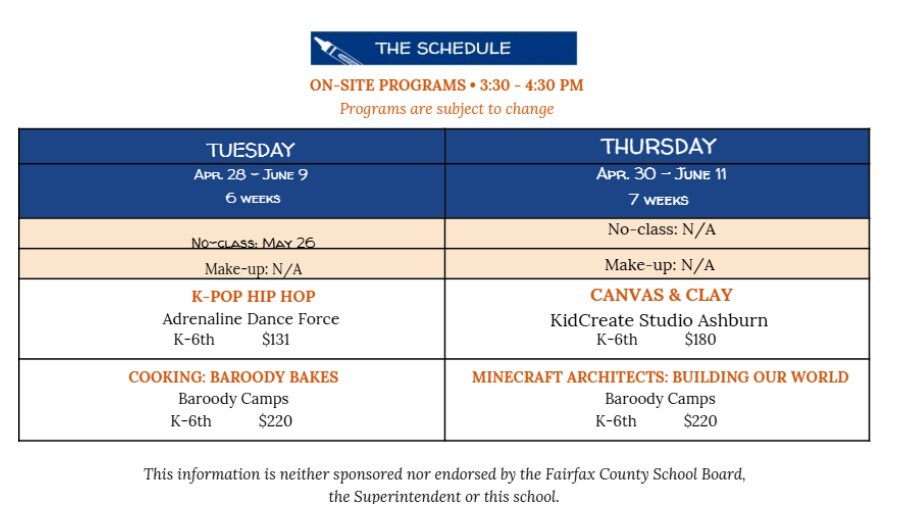 pta spring classes pic