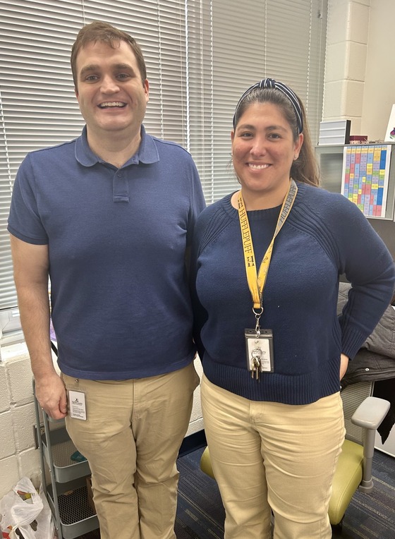 Assistant Principal Seidenberg and Assistant Principal Gilley at Hollin Meadows ES.