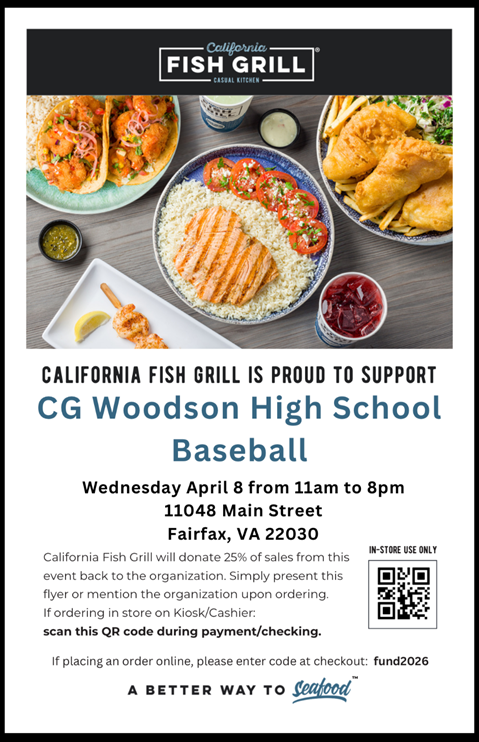 California Fish Grill fundraiser for Woodson Baseball