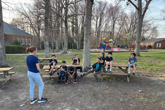 PTA President Kacie Jones meeting with Cub Scout Pack 1853