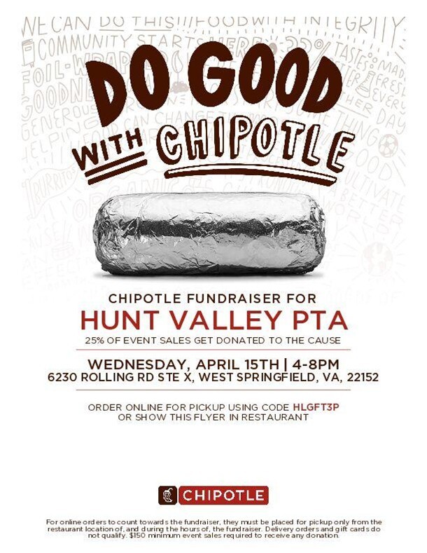 chipotle fundraiser for Hunt Valley PTA