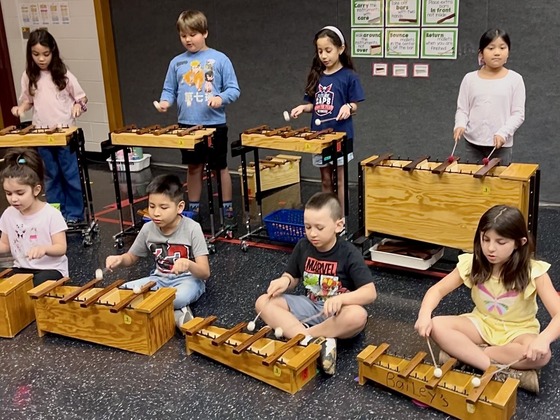 Students in music class