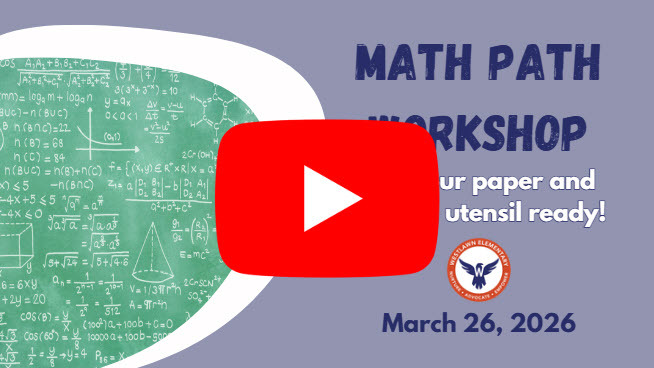 screenshot from the math path workshop with the red YouTube "play" button in the middle