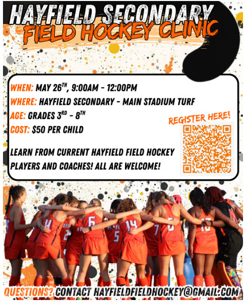 field hockey clinic flyer, full info above