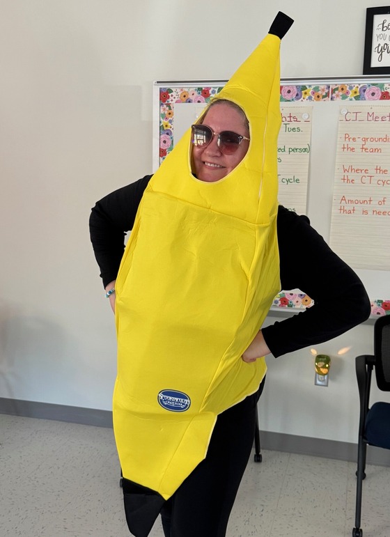 Teacher in banana costume