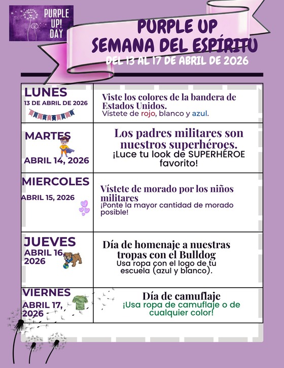 Purple Up Spirit Week Spanish