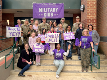 group of Military kids in Purple