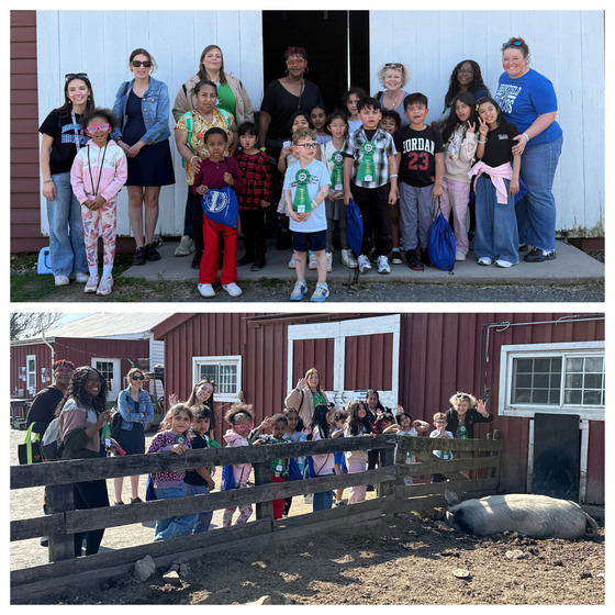 Two photos of our students at Frying Pan Farm