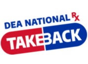 Drug Take Back logo with cartoon pill