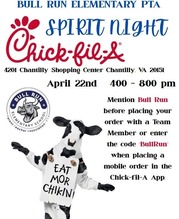 image of a cow with a sign on him, and bull run logo